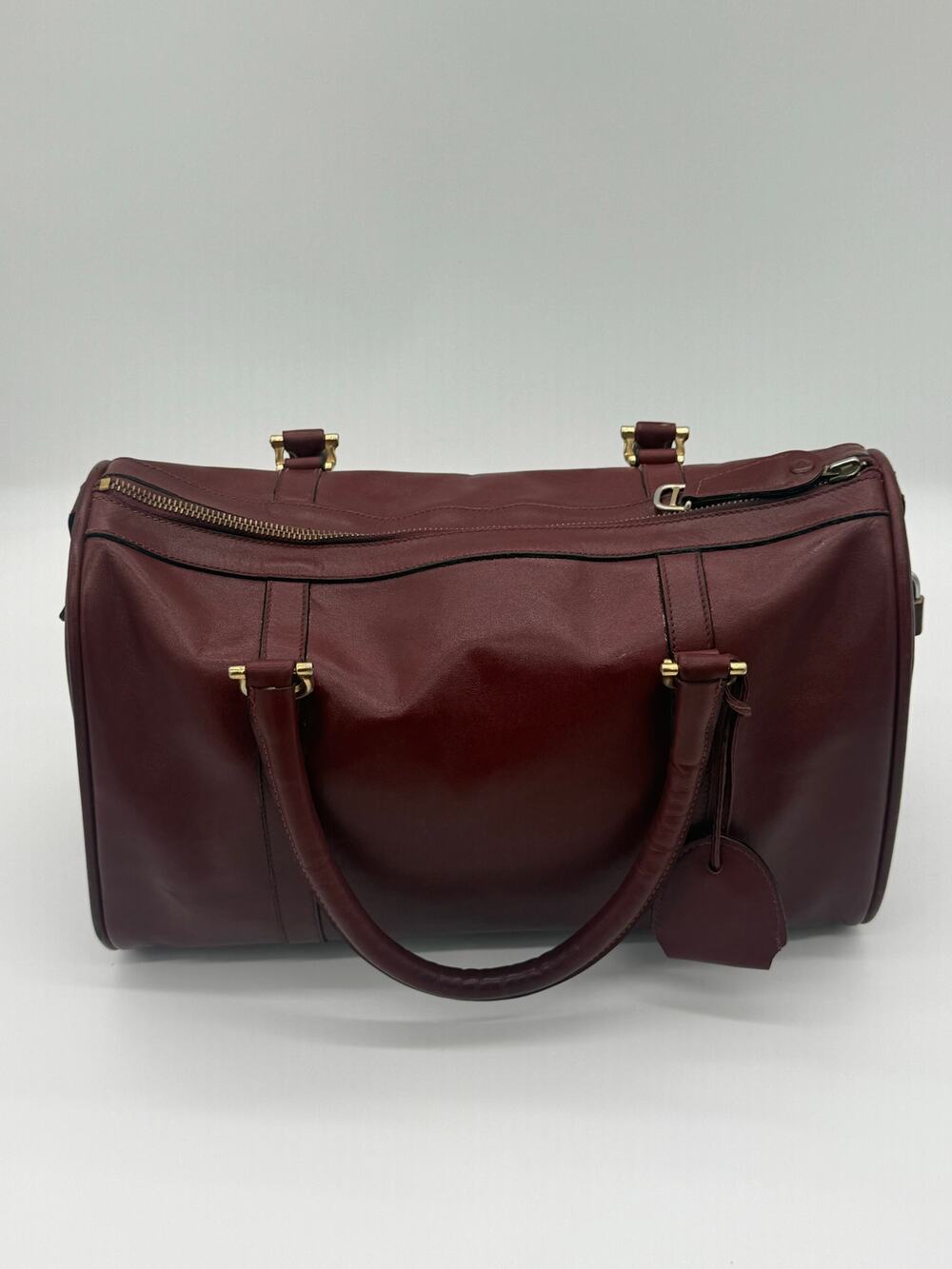 Vintage Must de Cartier Bordeaux Calfskin Leather Boston Travel Bag Duffle COA⁠